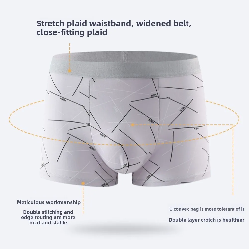 

Ins Fashion English Letter Men's Boxer Briefs Seamless Mid Waist Underwear for Man 4PCS Lingerie Printed Panties Male