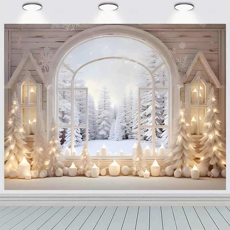 

ZHISUXI Christmas Wreath Window Photography Backdrops Prop Happy New Year Decoration Family Holiday Party Background RR-65