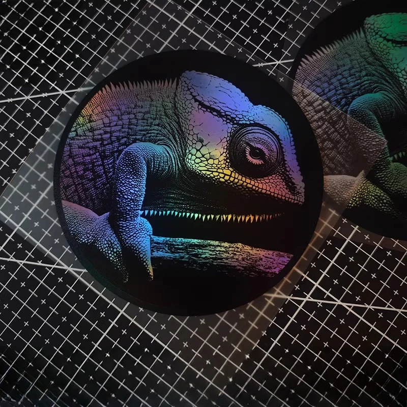 Holographic Chameleon Vinyl Sticker, Waterproof Iridescent Lizard Decal for Car Window Decor