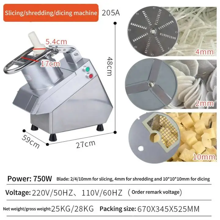 

Automatic Vegetable Cutter Slicer Chopper for Home and Vegetable Processing Plant 220V Motor New Condition