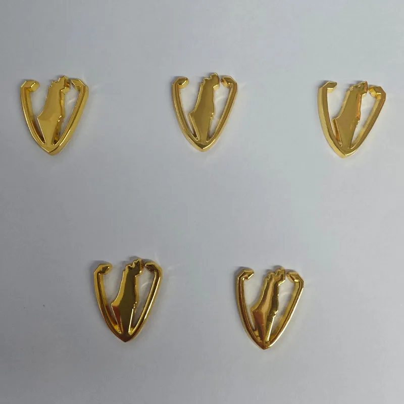Golden Metal Israel Map Shin for Mezuzah 5pcs A Set Hebrew Letter Shin for Mezuzah Judaica Shin Letter for Mezuzah Case