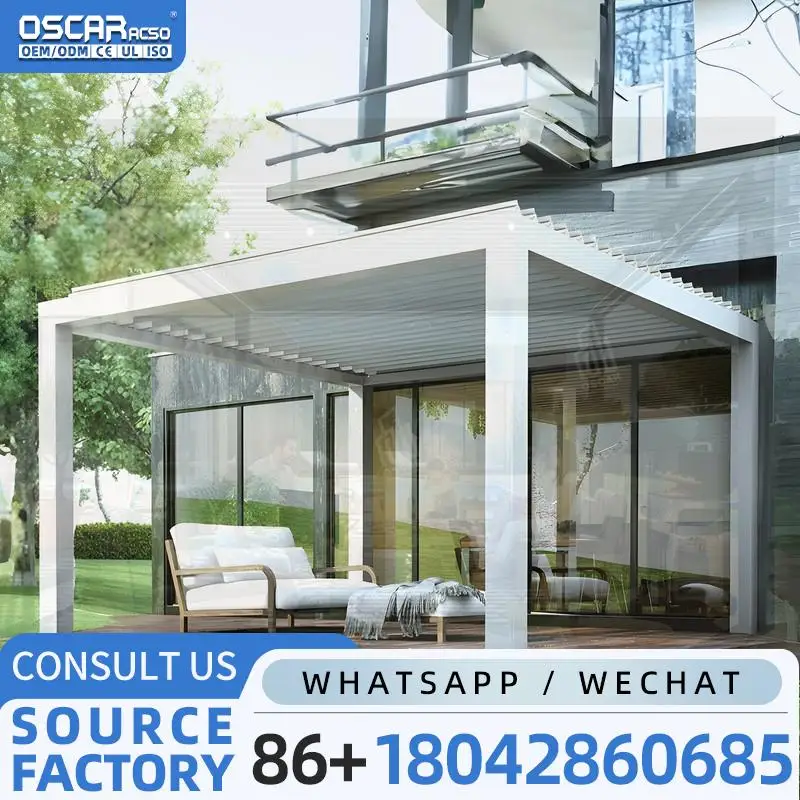 25x25m Aluminum Pergola Powder Coated Frame Easy Remote Control Louvered Roof for Outdoor Use Bioclimatic Shading Structure Idea