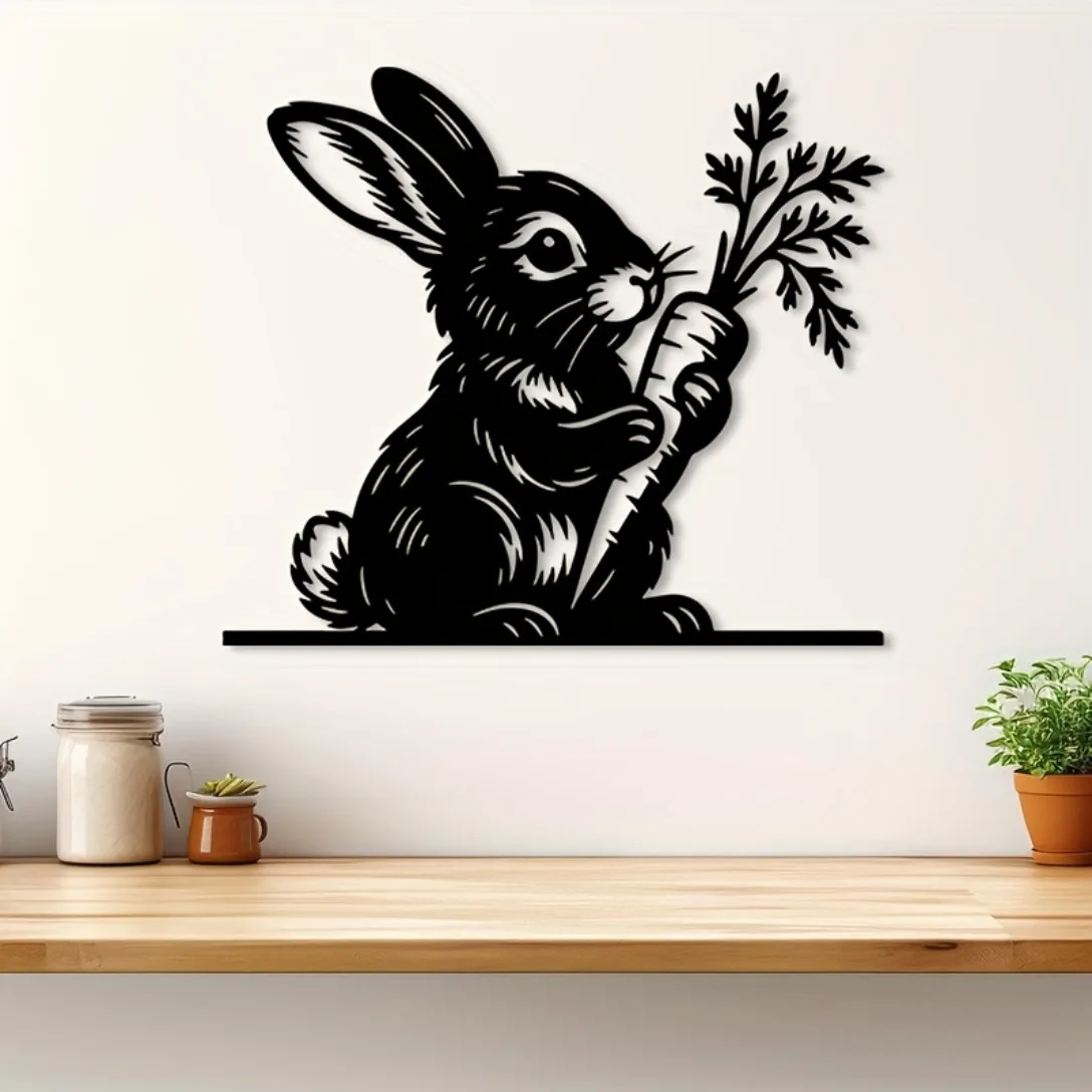 Brand Wrought Iron Wall Art Bunny Silhouette Decor Solves Blank Wall Space For Living Room Garden Patio Animal Lover