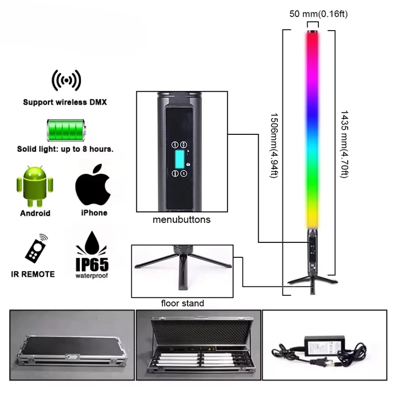 Tragbare IP65 Wireless Batterie 360 Pixel Tube Led Wireless Led Tube DMX Club Party DJ Licht Bühne