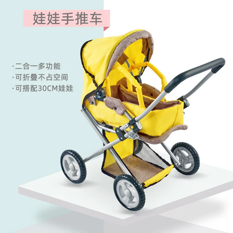 Passeggino di simulazione 2 in 1 per bambini con cestino Passeggino per bambole accompagnato per bambini