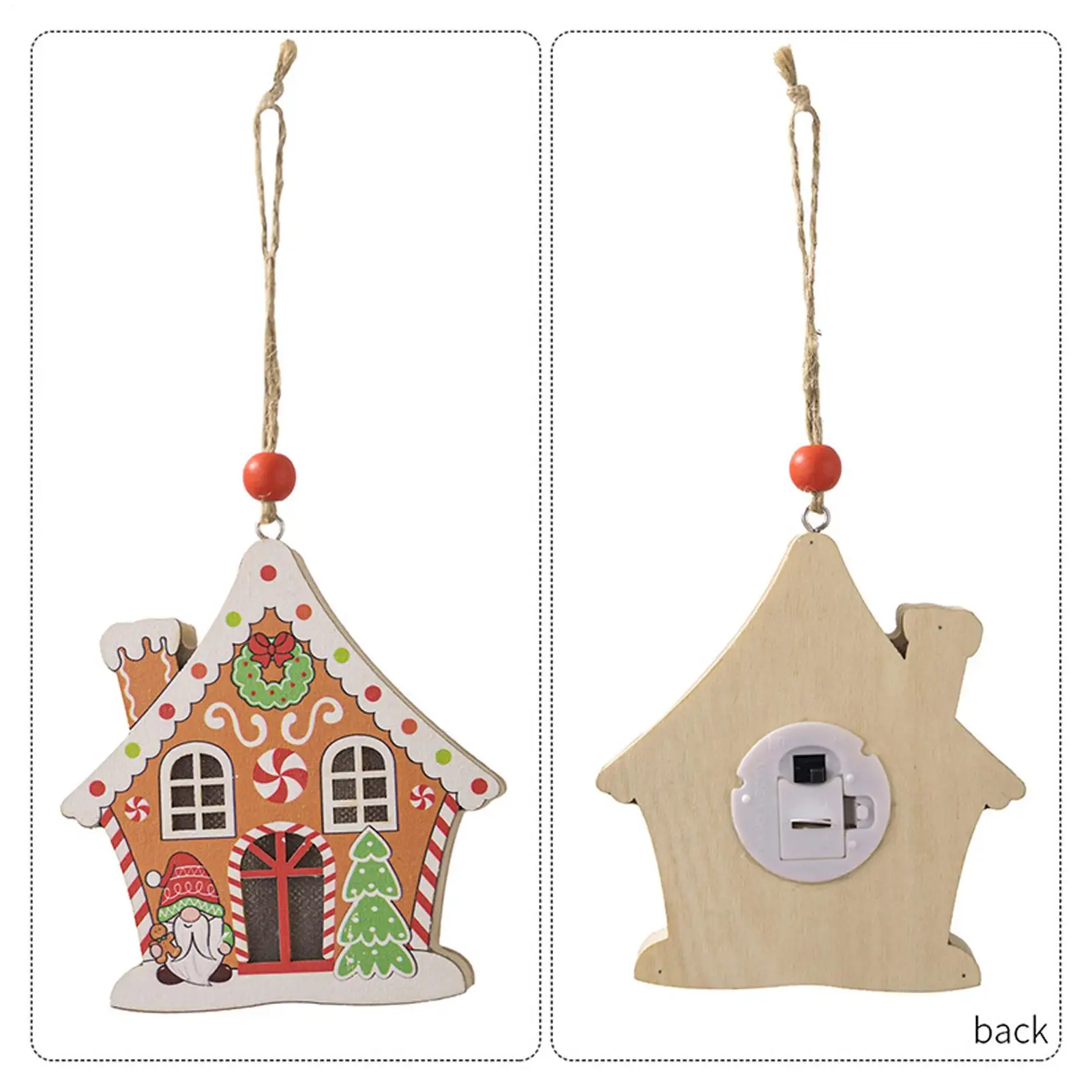 

Рождественские елочные украшения, 2-х предметные деревянные подвесные коллекционные украшения со светом, рождественский пряничный домик, украшение для праздничной вечеринки