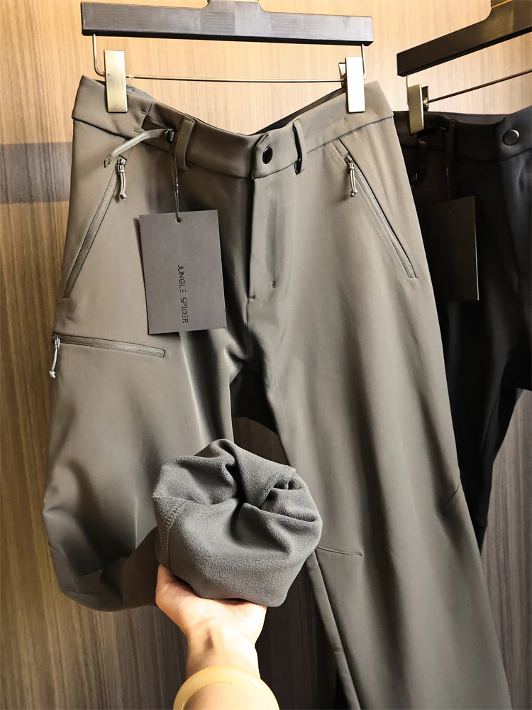 

Легкие серии V, осенне-зимние ветрозащитные водонепроницаемые мужские повседневные брюки на подкладке с прямыми штанинами, мягкие, дышащие