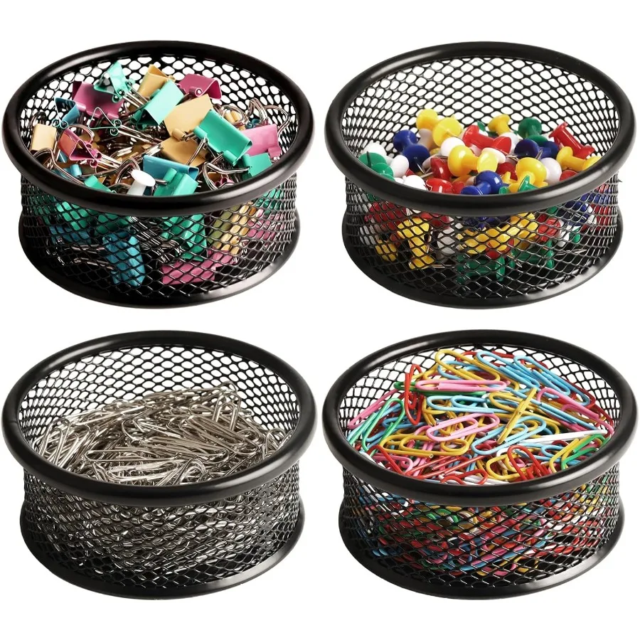 Soporte de Clip de papel para escritorio, soporte de Clip de papel de malla para carpeta de escritorio, cuencos de malla de alambre, dispensador de Clip de papel, organizar