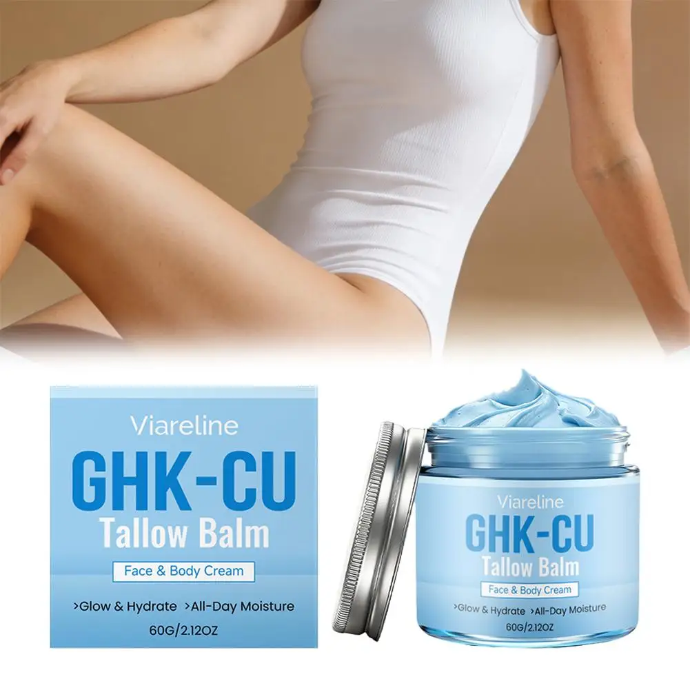 60g GHK-CU Copper Peptide Tallow Balm for Face & Body Brighten Hydrating Tallow Balm for Glowing Skin Long-Lasting Moisture