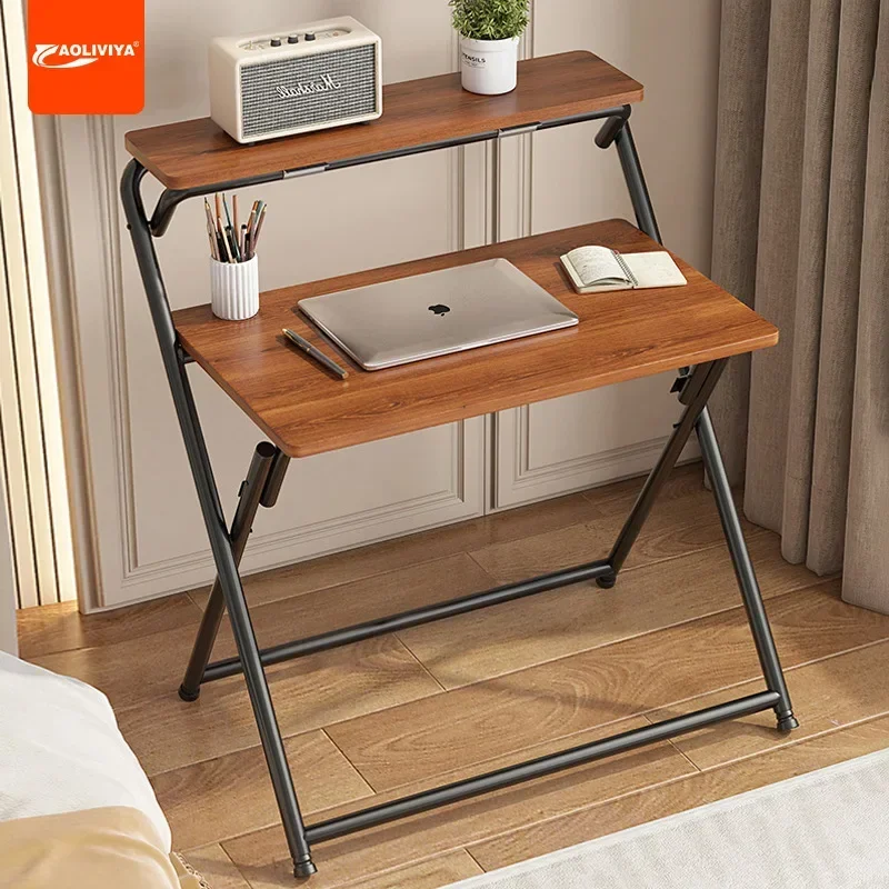 AOLIVIYA Foldable Computer Desk Simple Desk Folding Table Study Table Home Desk Bedroom Bedside Double Small Table