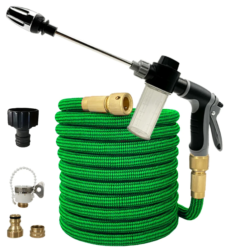 

Garden Hose Reel Magic Watering Garden Hose Water Gun High Pressure Flexible Car Wash Watering Garden Irrigation Pipe 25ft-125ft
