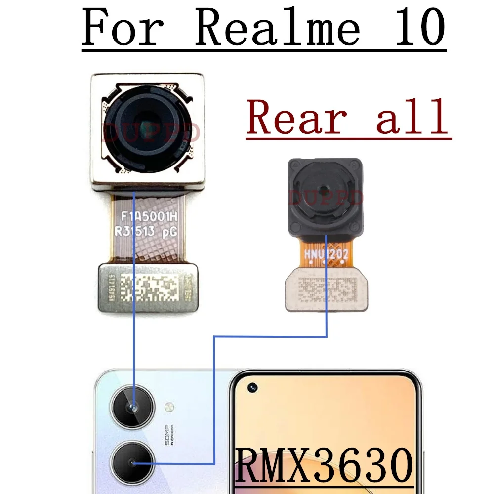 Caméra selfie frontale d\'origine pour Realme 10 RMX3630, grande vue arrière principale, câble flexible, remplacement mobile