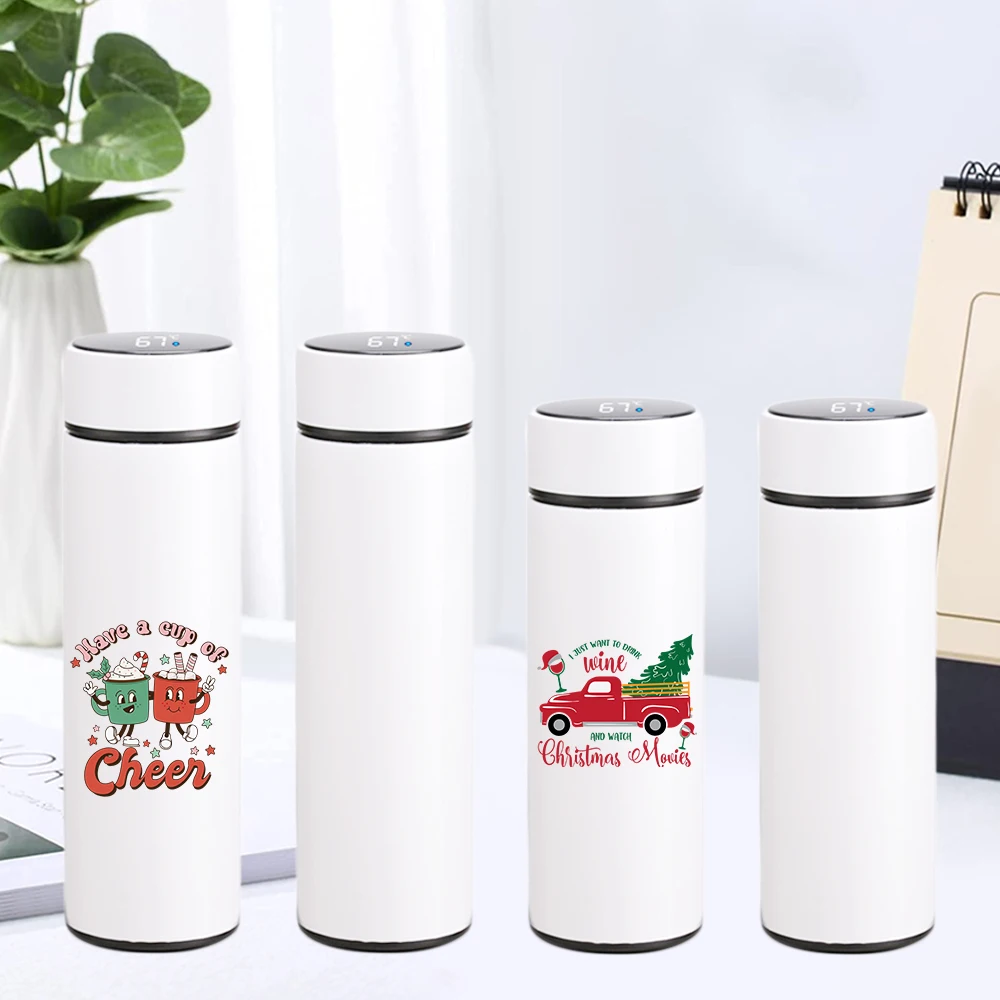 17oz Sublimation Blank Stainless Steel Straight Tumbler With Intelligent Display Large Capacity Insulated Cup As Christmas Gift