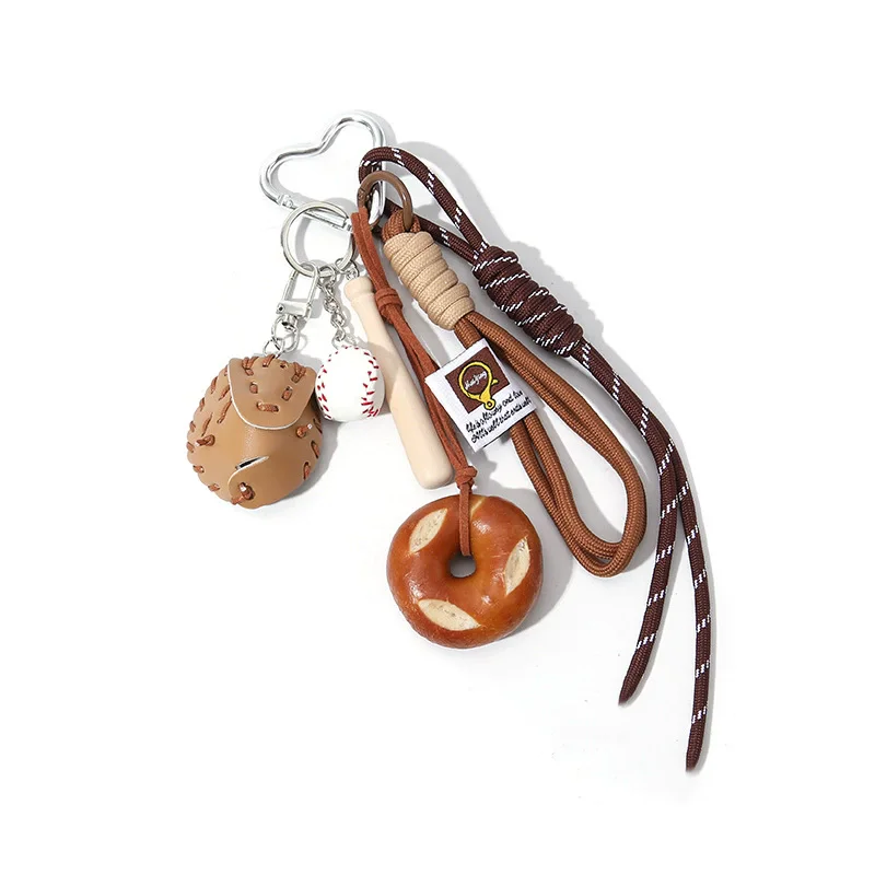 Braided Rope Bag Pendant High-grade Keychain Pendant Cute Alkaline Water Bread Ins Bag Pendant  Hanging Charm
