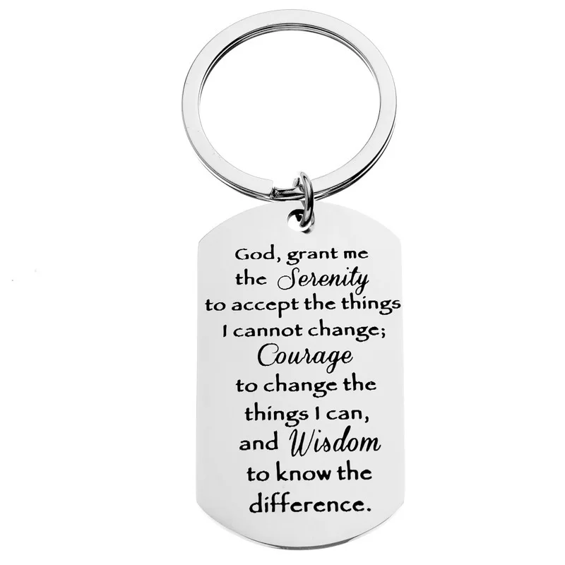 1Pc Religious Keychain Serenity Prayer Sobriety Recovery Accessory For Women Men Birthday New Year ﻿