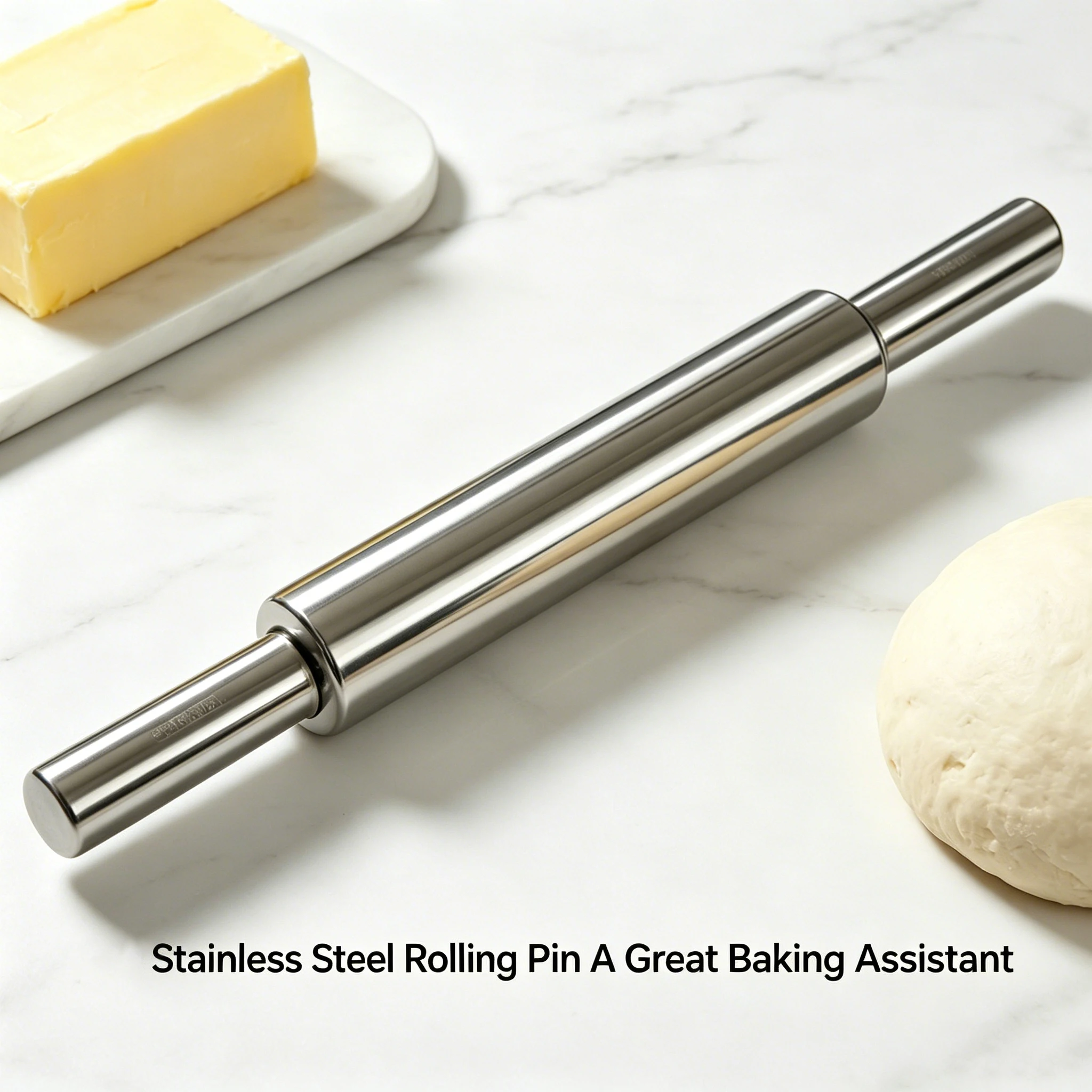 Stainless Steel Solid Roller Pasta Rolling Pin for Manual Dough Pressing Dumpling Wrapping And Baking