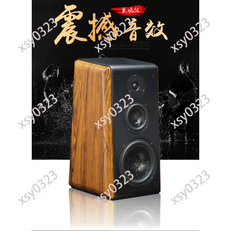 8 Inch 3-Way Wooden Bookshelf Speakers  HiFi Audiophile Clear Vocal Stereo Audio Box