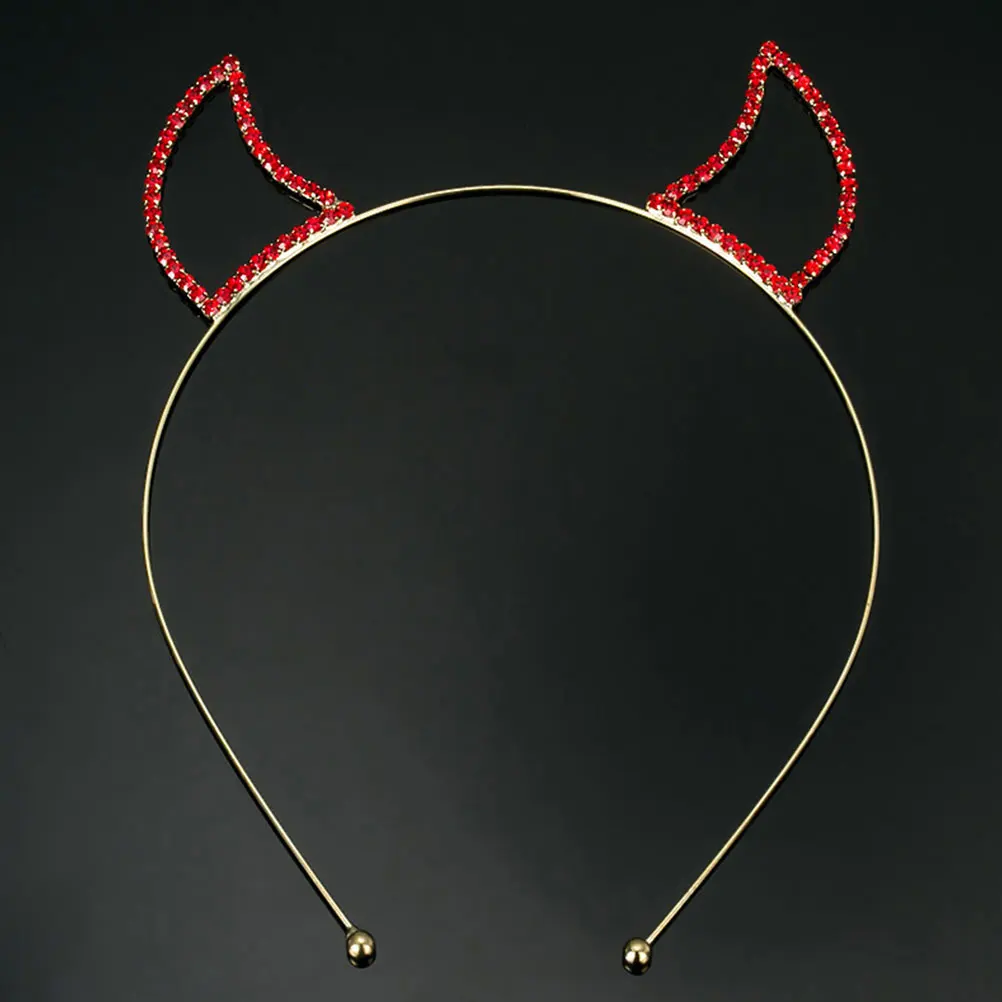 

2pcs Cat Ear Headb s Rhinestone Horns Hair Hoops Premium Material Halloween Cosplay Party Accessories Gifts