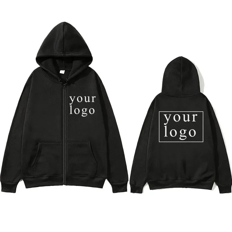 2024 nueva moda tu propio diseño marca Logo/imagen personalizada en cualquier lugar hombres mujeres DIY cremallera cardigan Sudadera con capucha