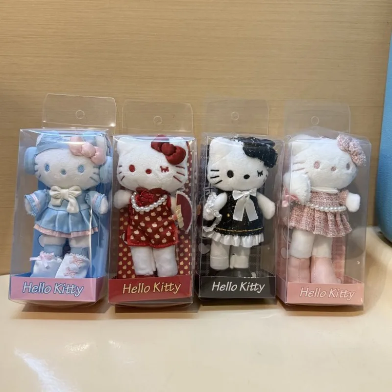 

Long-legged Miu Series Video Game Ballet Hellokittys Retro Polka Dot Denim Plush Doll Girl Y2k Bag Pendant Keychain Box Ornament