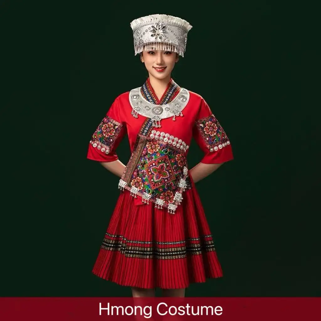 

Hmong Costume Women's Traditional Chinese Clothing High-end Embroided Stage Performance Suit Girls National Style Miao Clothing