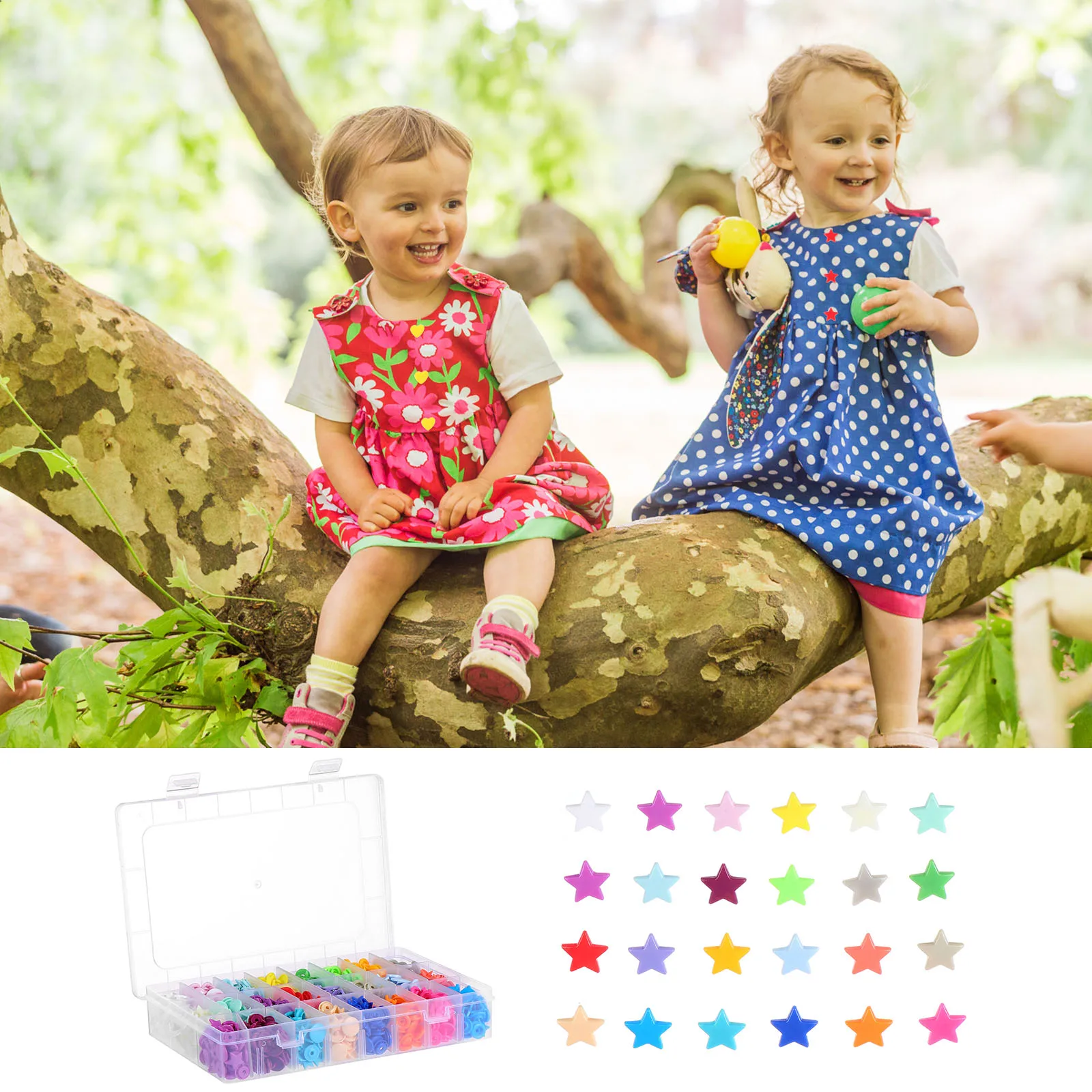 

360 Sets Five-pointed Star Buckle Box Snap Fasteners Plastic Clothing Snaps Sewing Resin Buttons High-quality Materials