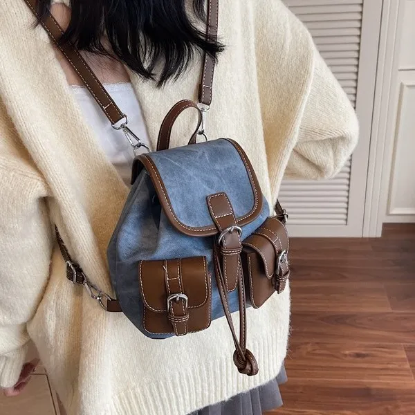 

Stylish Bucket Backpack for Women - Lightweight Travel Rucksack, Minimalist Small School Bag, Trendy Casual Daypack