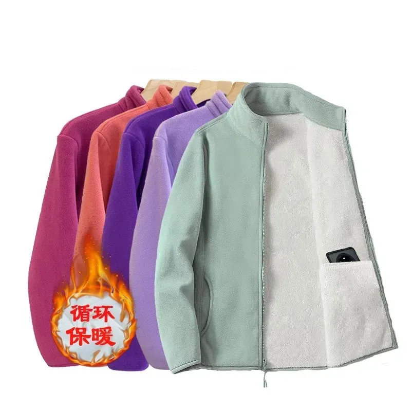 

2025 Femme Long Sleeves Tops Korean Lady High-end Large Size 5XL Polar Fleece Coat Autumn Women Fashion Stand-up Collar Jacket