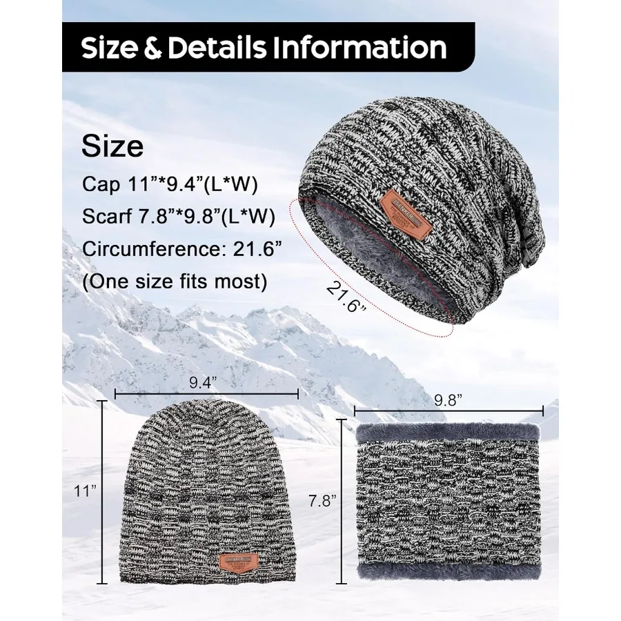 Zimowy zestaw czapka, szalik i rękawiczki dla kobiet i mężczyzn, luźna czapka beanie, ocieplacz na szyję, rękawiczki dotykowe do ekranów do użytku na zewnątrz w chłodne dni.