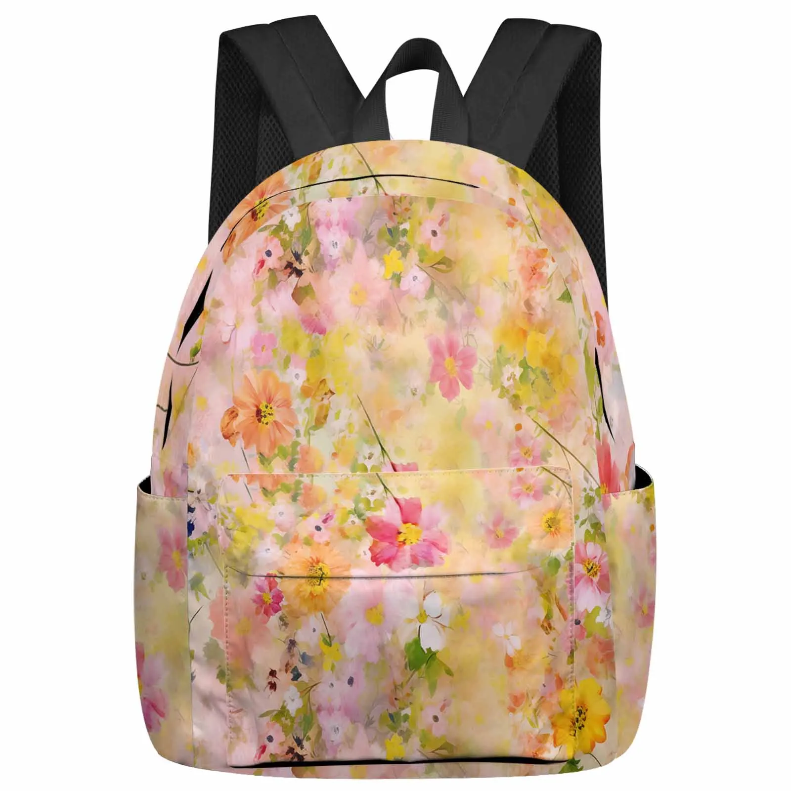 Spring Flowers Oil Painting Abstract Backpack School Bags for Teenagers Students Laptop Bag Women's Casual Travel Backpack