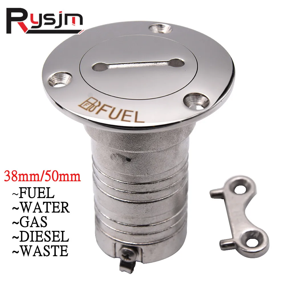 38mm/50mm Deck Filler Marine Hardware 316 Stainless Steel Water Waste Diesel Gas Fuel Key Cap Deck Filler Boat Accessories