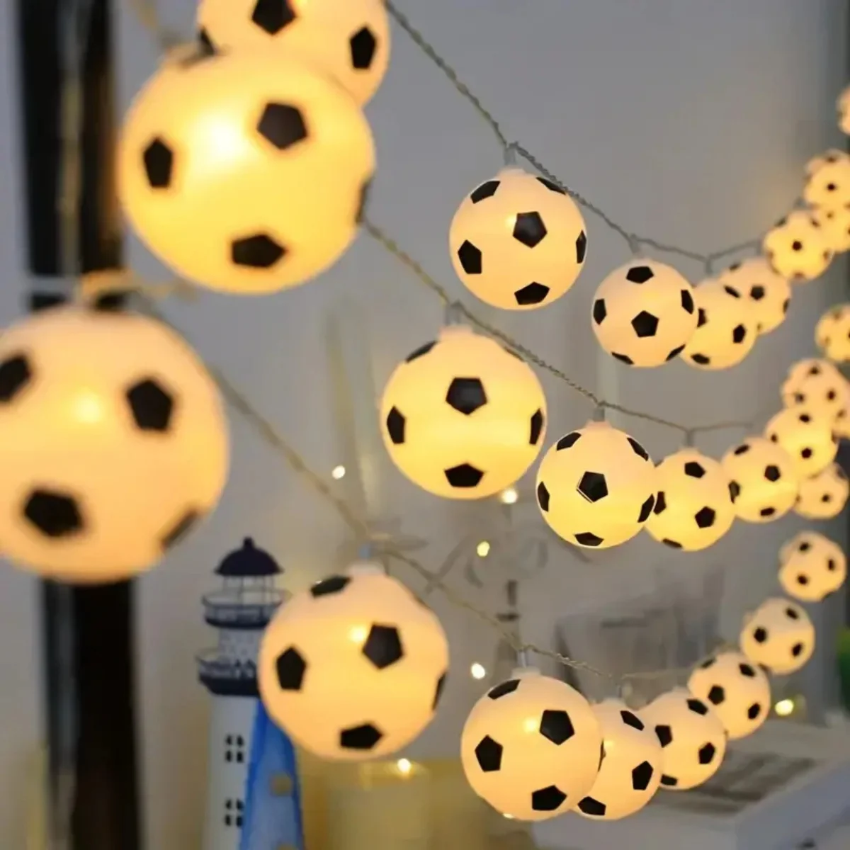 1pc 10/20LED Football String Lights Creative Atmosphere Lamp Battery Powered For Restaurants Window Displays Room Holiday Decor