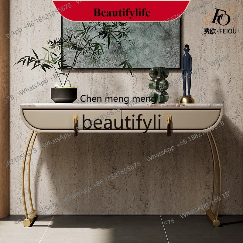 D178  Light luxury entrance cabinet living room, large flat-layer fashionable marble sofa back a few entrance decks