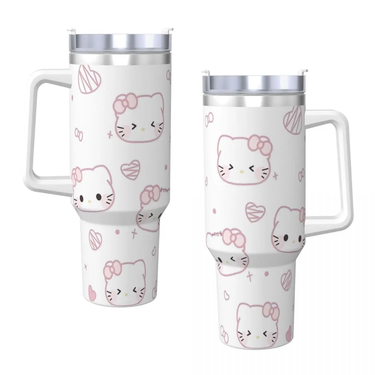 MINISO Hello Kitty Tumbler Cold Drink Water Bottle Portable Stainless Steel Coffee Mug Printed Travel Car Mugs