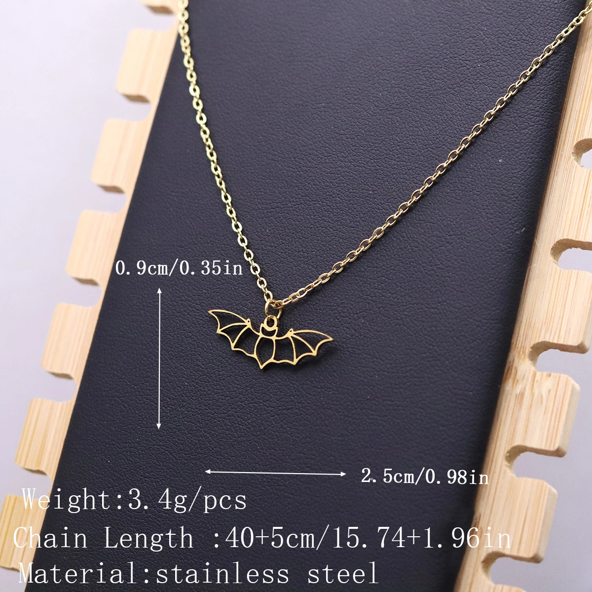 Kinitial Flying Bat Pendant Necklace For Women Men Hip Hop Punk Stainless Steel Chain Choker Gothic Jewelry Halloween Gift