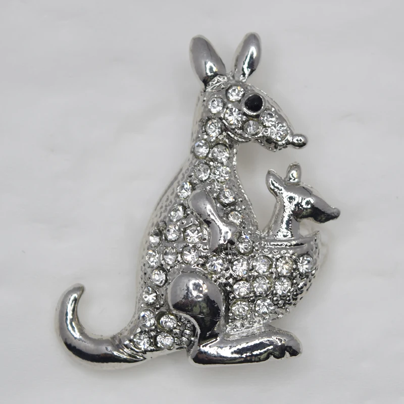 

12pcs/lot Wholesale Fashion Brooch Rhinestone Cute Small Kangaroo Pin brooches jewelrygift Accessories C101400