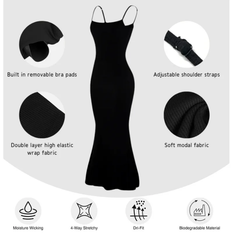 2-in-1 Slimming Sheath Womens Shapewear Dresses New Tummy Control Body Shaper Slimming Waist Butt Lifter Bodysuit Camisole Dress