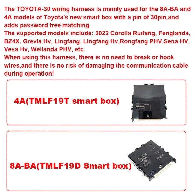 Toyota-30 Cable 8A-BA 4A Smart Key Cable for OBDSTAR Autel IM508 IM608 K518 Xhorse Key Tool Plus for TMLF19T TMLF19D Toyota-30