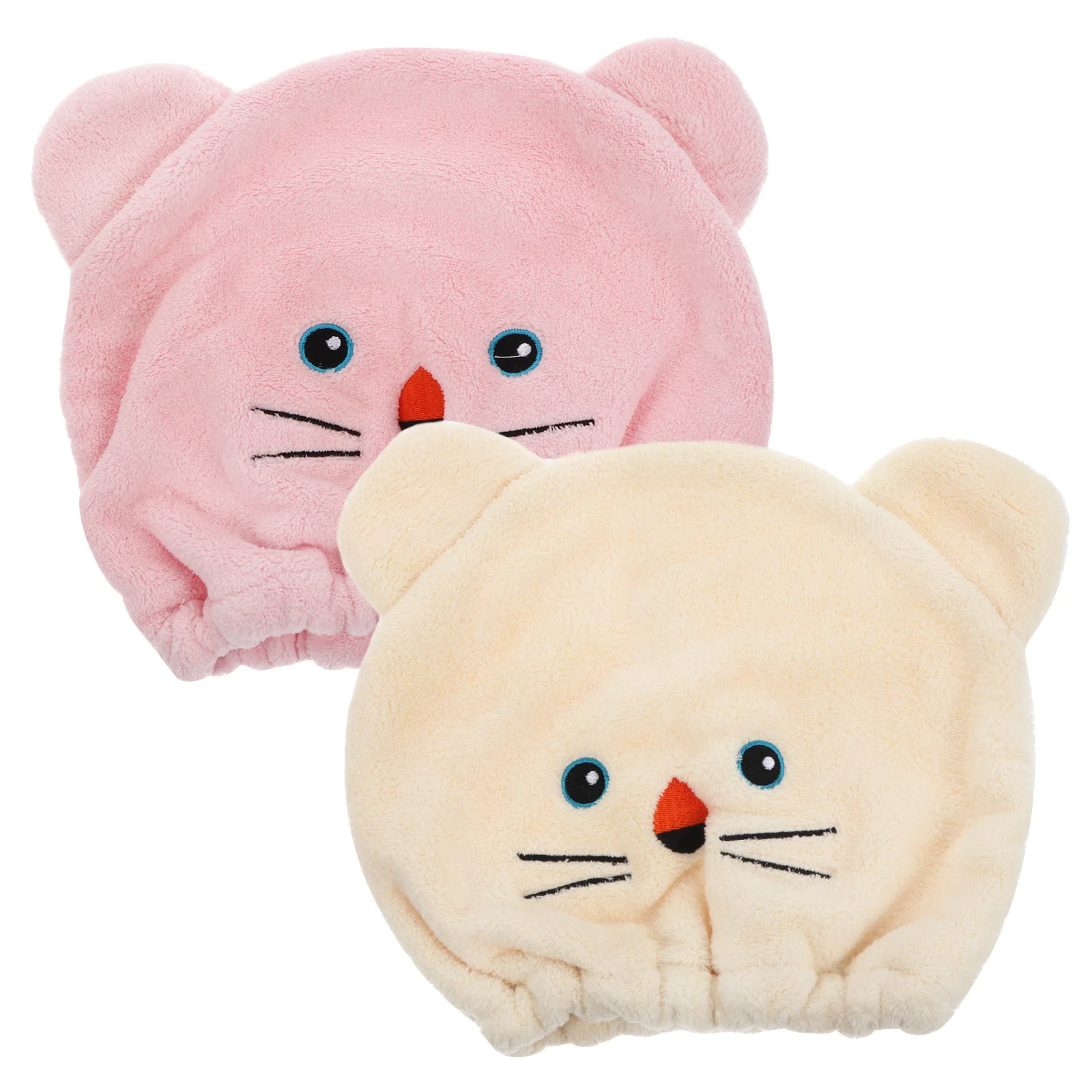 

2pcs Dry Hair Cap Coral Fleece Ultra Absorbent Quick Drying Pink Beige Hair Towel Bathing Soft Comfortable Accessories Gift