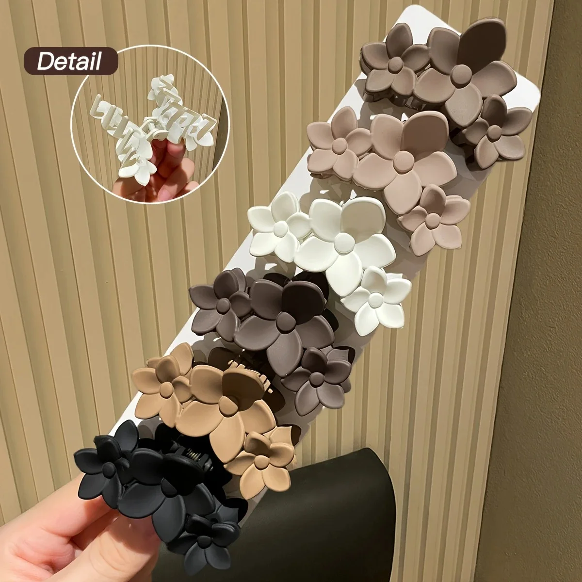 6-teilige Haarnadel für Damen, mehrere Farben, stilvoll, minimalistisch, mittelgroße Blumen-Haifisch-Clips, geeignet für den täglichen Gebrauch, Geschenk, Haar-Accessoires – Detail 5