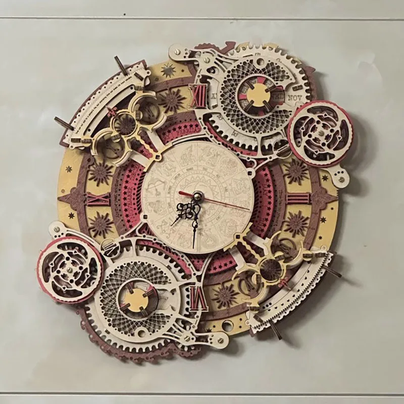 

Handmade Wall Clock European DIY Wooden Assembly Model 3D Stereoscopic Watch Creative Bedroom Living Room Decoration Gift