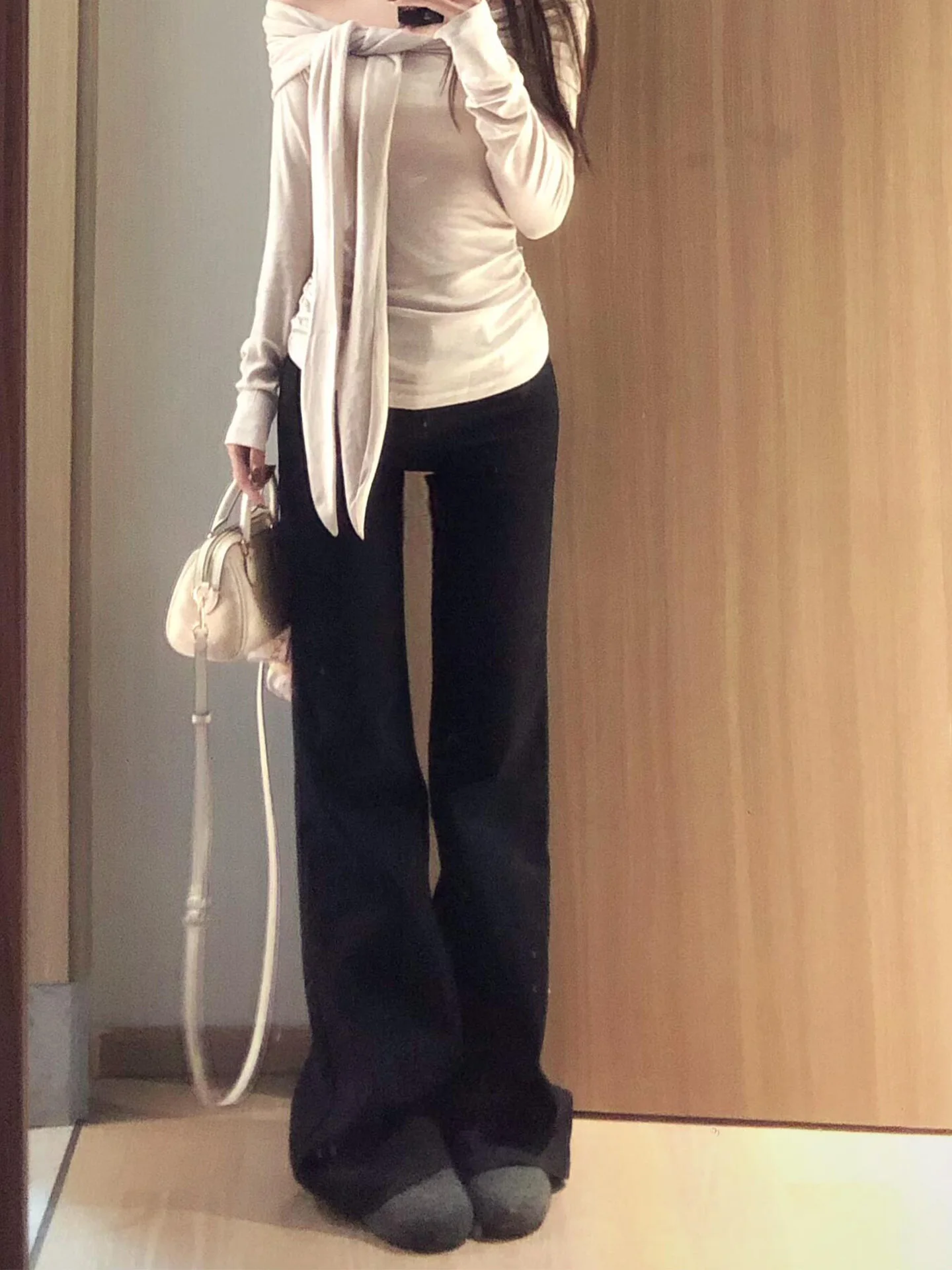 

Винтажные джинсы в американском стиле с широкими штанинами, женские летние новые облегающие брюки в пол с микро-клешем, повседневные джинсовые брюки