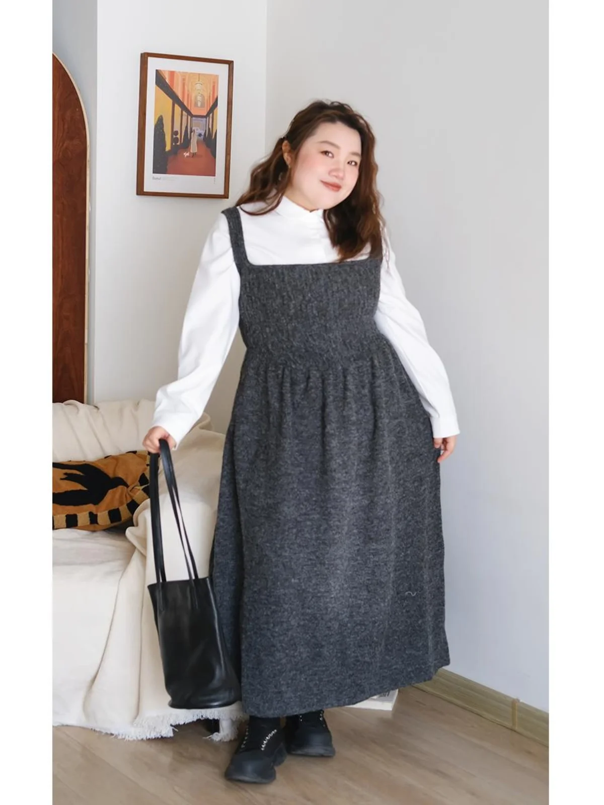 

Элегантная женская юбка А-силуэта с высокой талией, утягивающая, черная, из полиэстера, больших размеров