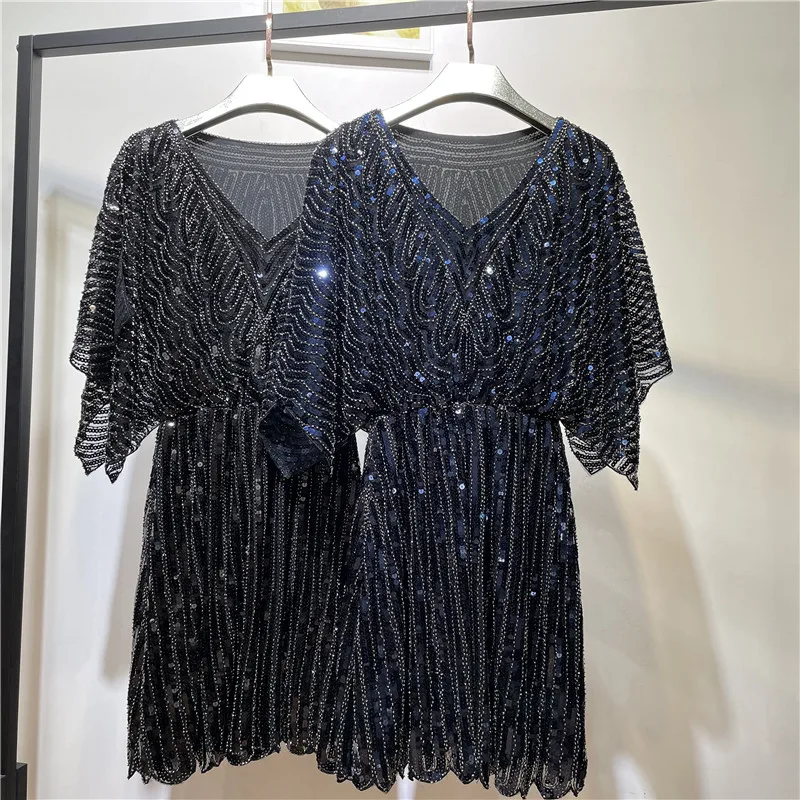 الكورية Sle المرأة Ele الثقيلة الخرزة Faionable كل مباراة البطن تغطي التخسيس مطرز الدكتور ثوب مسائي