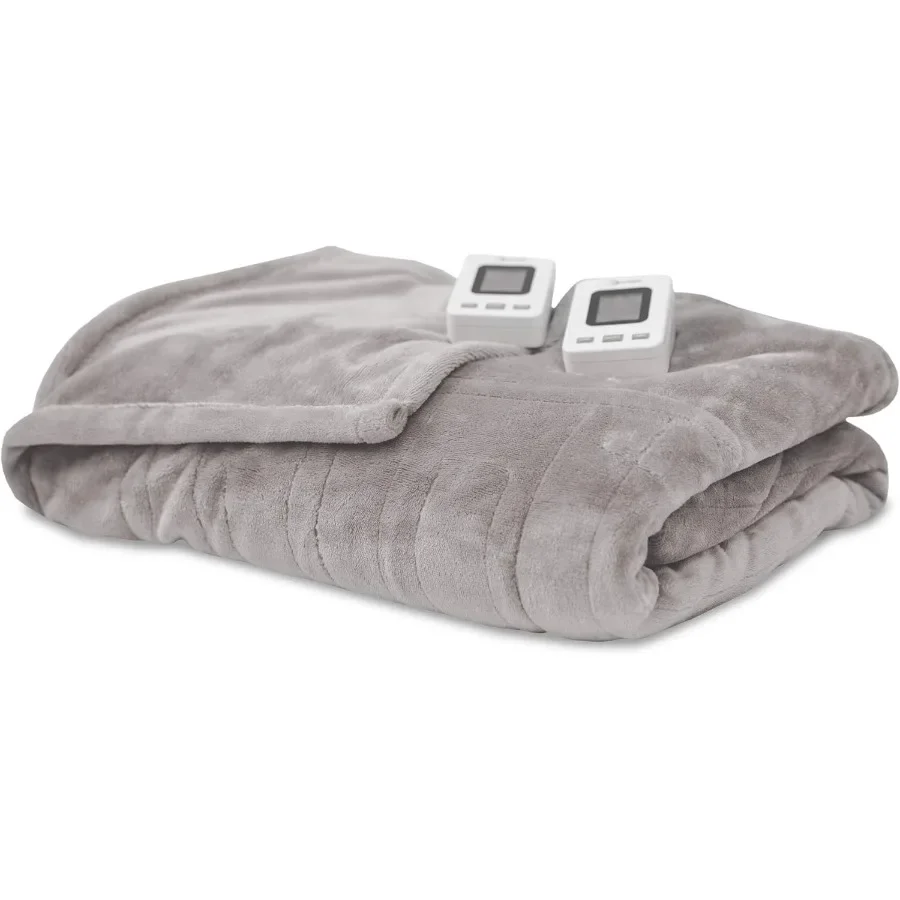 

Heated Electric Blanket with SensorSafe King Size for Cozy Winter Nights Soft Grey Fabric Provides Gentle Warmth and Comfortabl