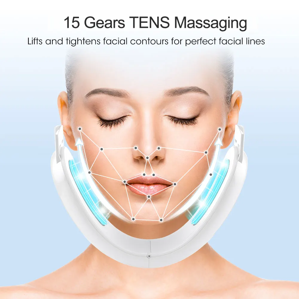 Masajeador facial eléctrico con 5 modos de luces, belleza facial, vibración EMS, Control por aplicación, doble mentón, levantamiento de cuello, estiramiento, cuidado de la piel