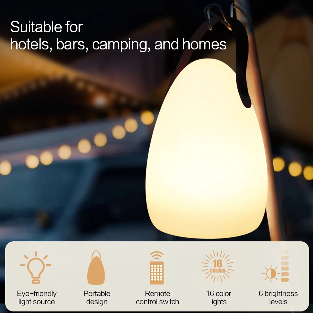 LED Outdoor Camping Lamp, USB Rechargeable, Remote Control RGB Ambient Light, Perfect for Bedroom, Dining, Camping