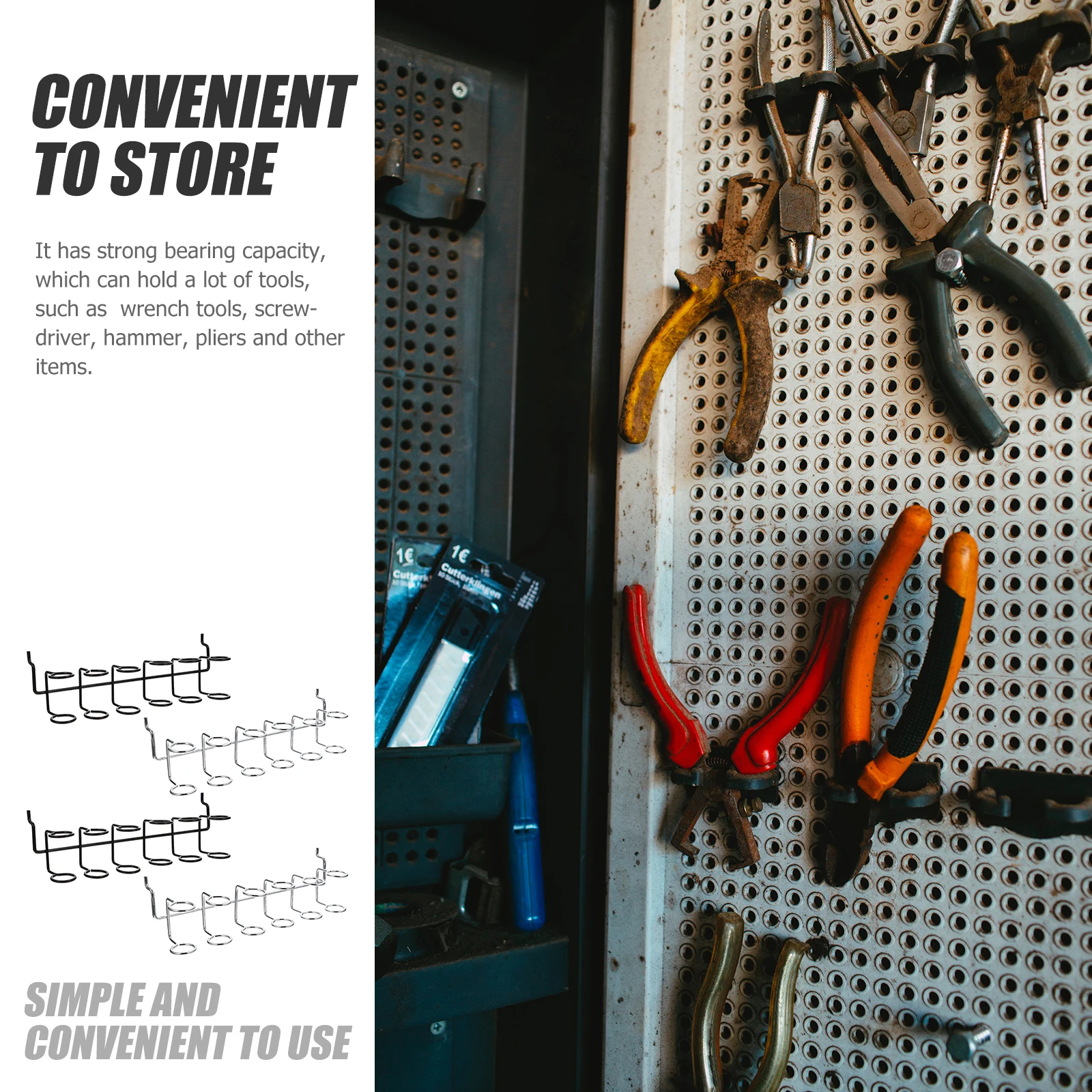 

4pcs Tool Storage Rack Stainless Steel Pegboard Organizer Multi-ring Screwdriver Holder Hand Garage