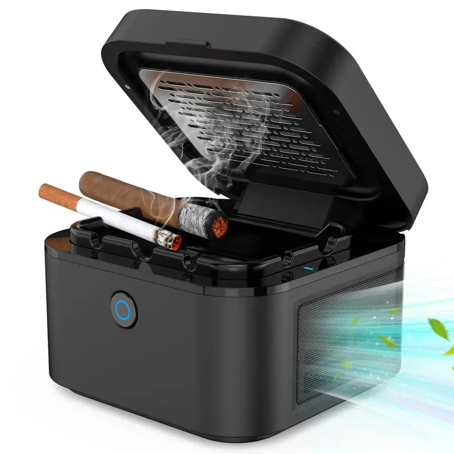 

Smokeless Ashtray with Lid,Mini Smell Proof Ash Tray for Car,Detachable Trash Can, Electric Ashtray Desktop USB Rechargeable for