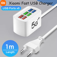 Xiaomi Fast USB Charger 6 in 1 Power Strip Desktop Charging Station Charge 1m Cord USB HUB Adapter Socket For iPhone Samsung